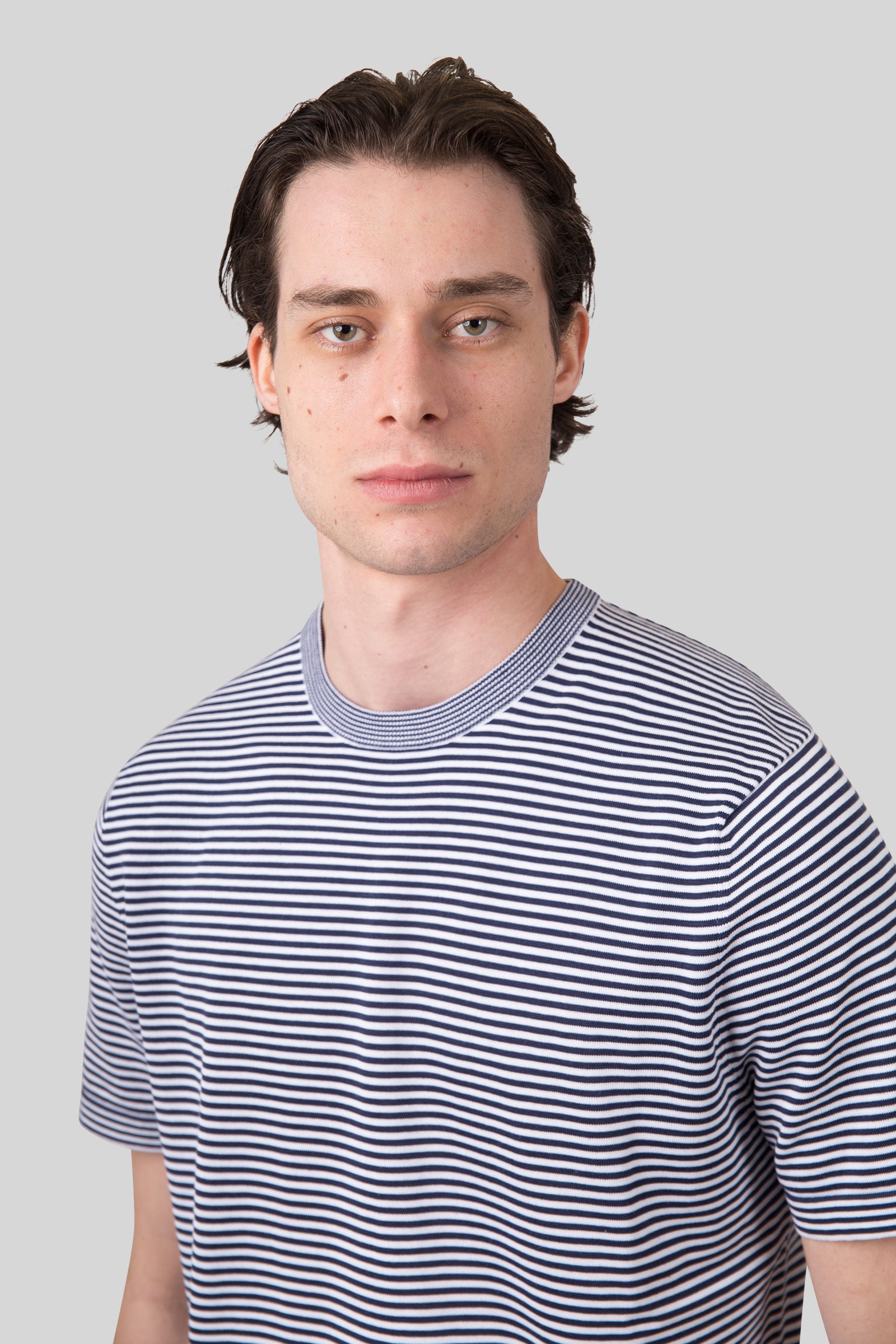 aspesi Aspesi T-shirt Misto Lino Seta Cotone Bianco/blu Uomo