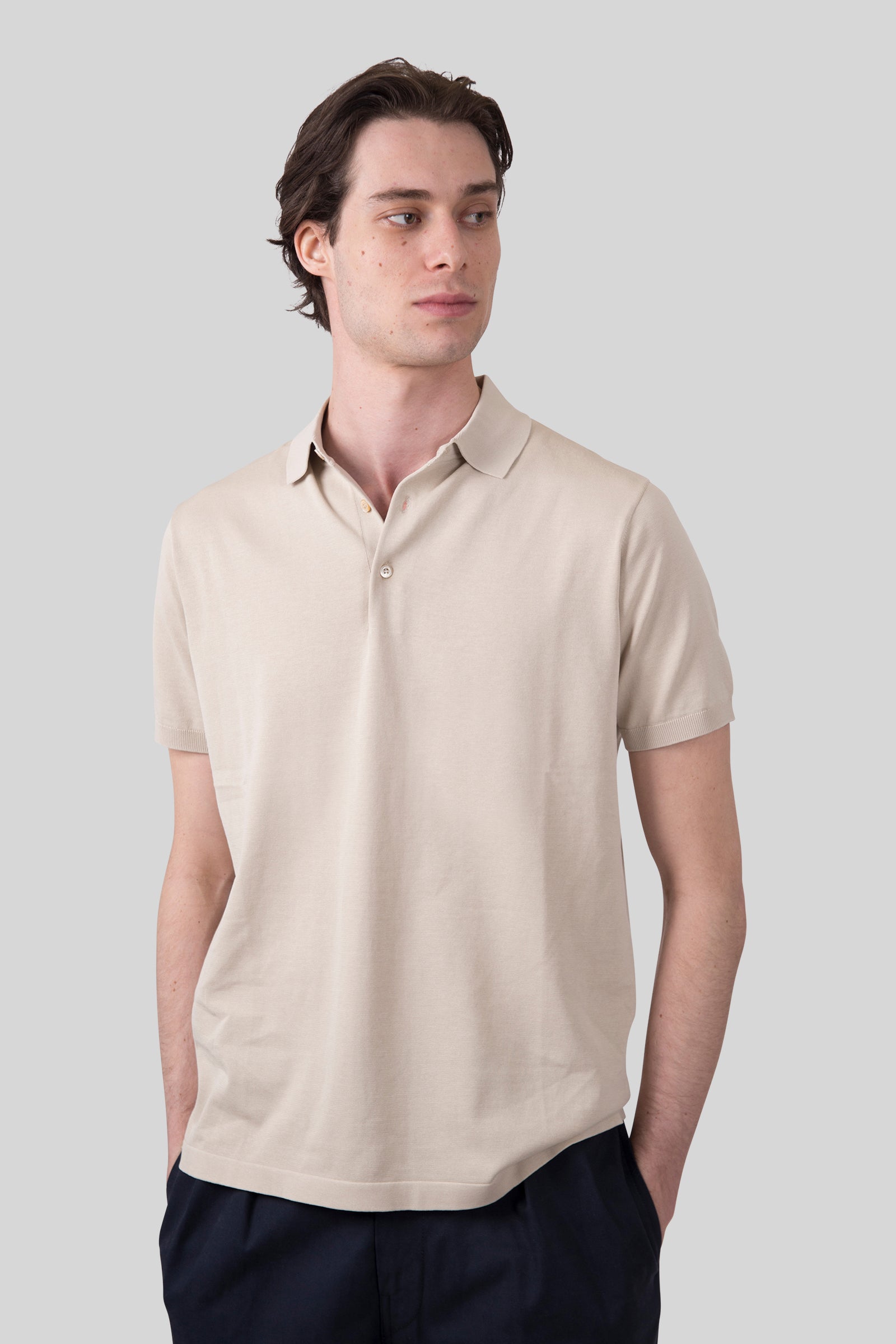 aspesi Aspesi Polo In Maglia Beige Uomo, view 2