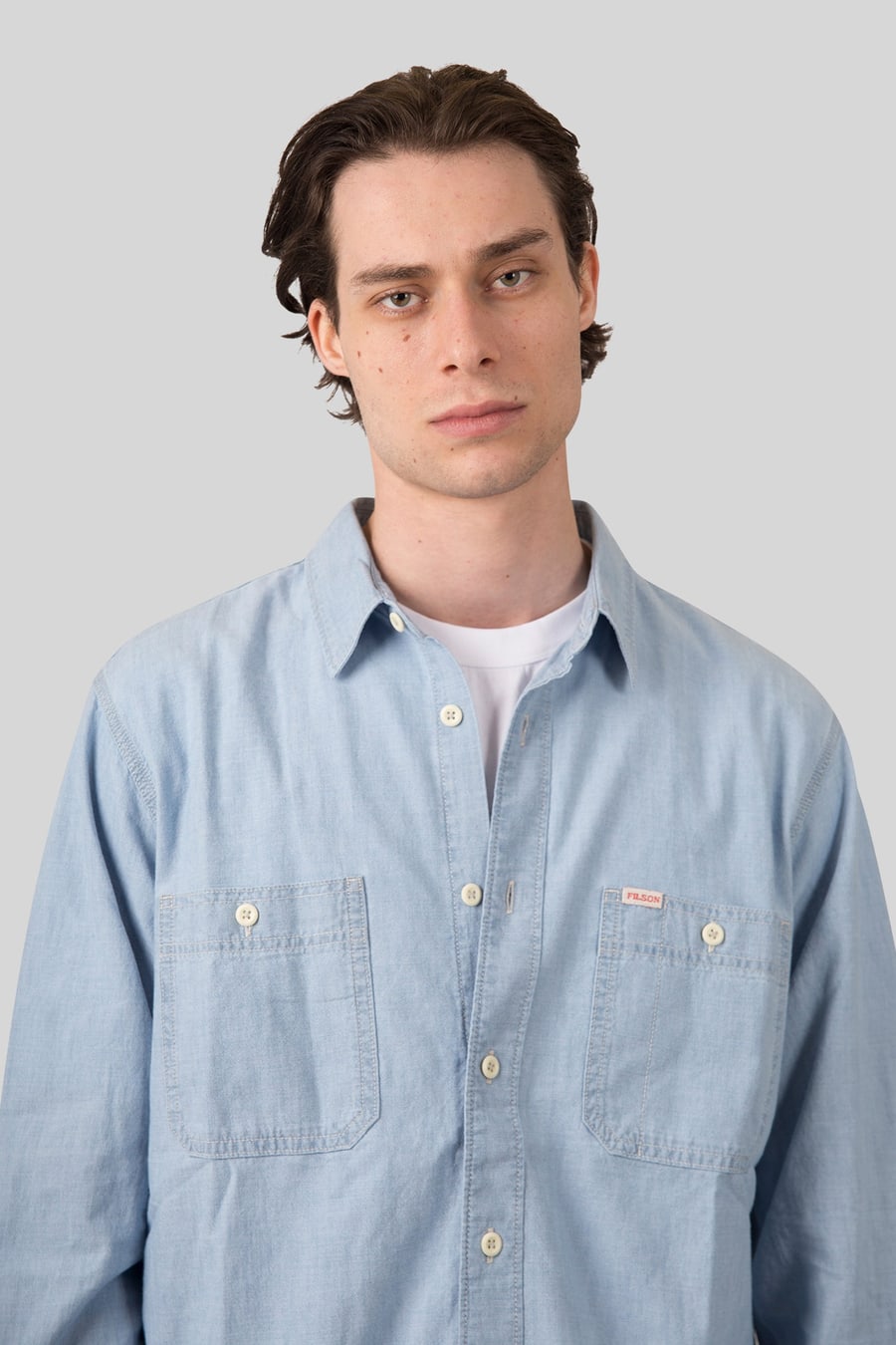 filson Filson Chambray Cpo Shirt Blu Chiaro Uomo