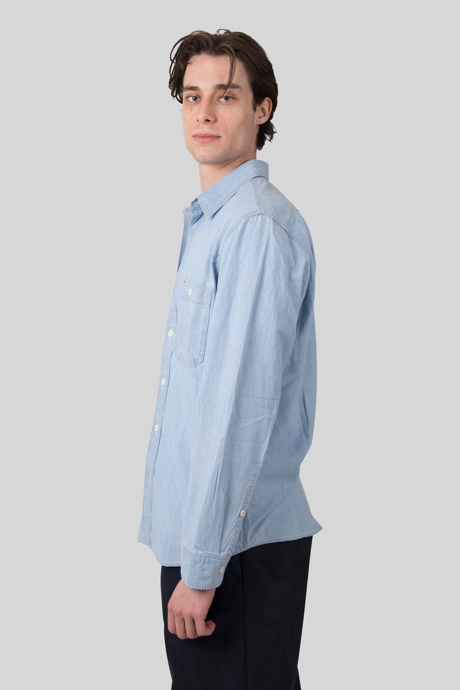 filson Filson Chambray Cpo Shirt Blu Chiaro Uomo, view 5