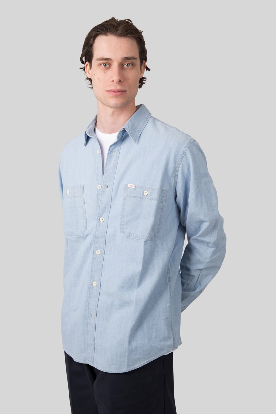filson Filson Chambray Cpo Shirt Blu Chiaro Uomo, view 6