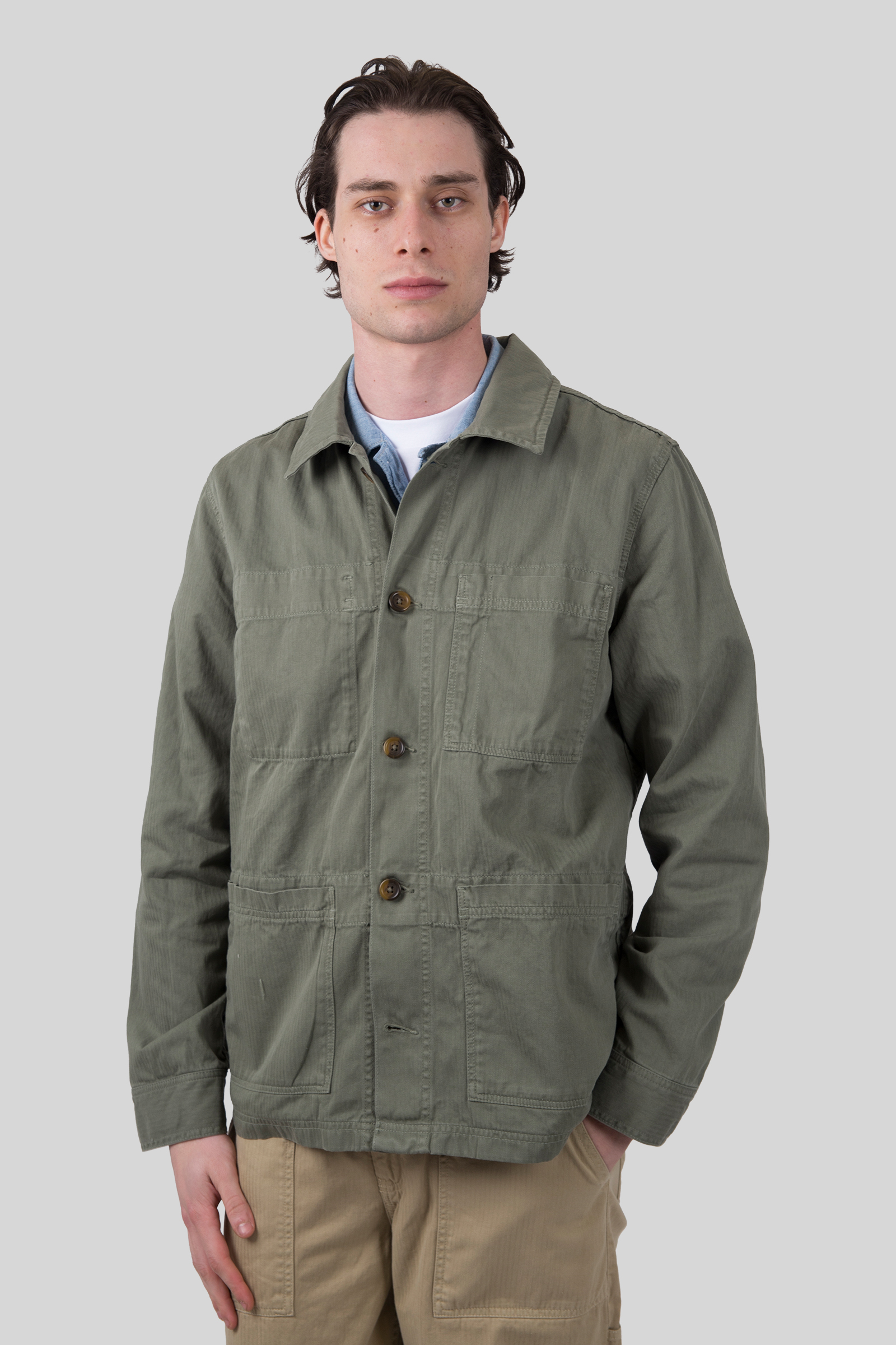 sebago Sebago Overshirt Dorr Herringbone Verde Uomo, view 2