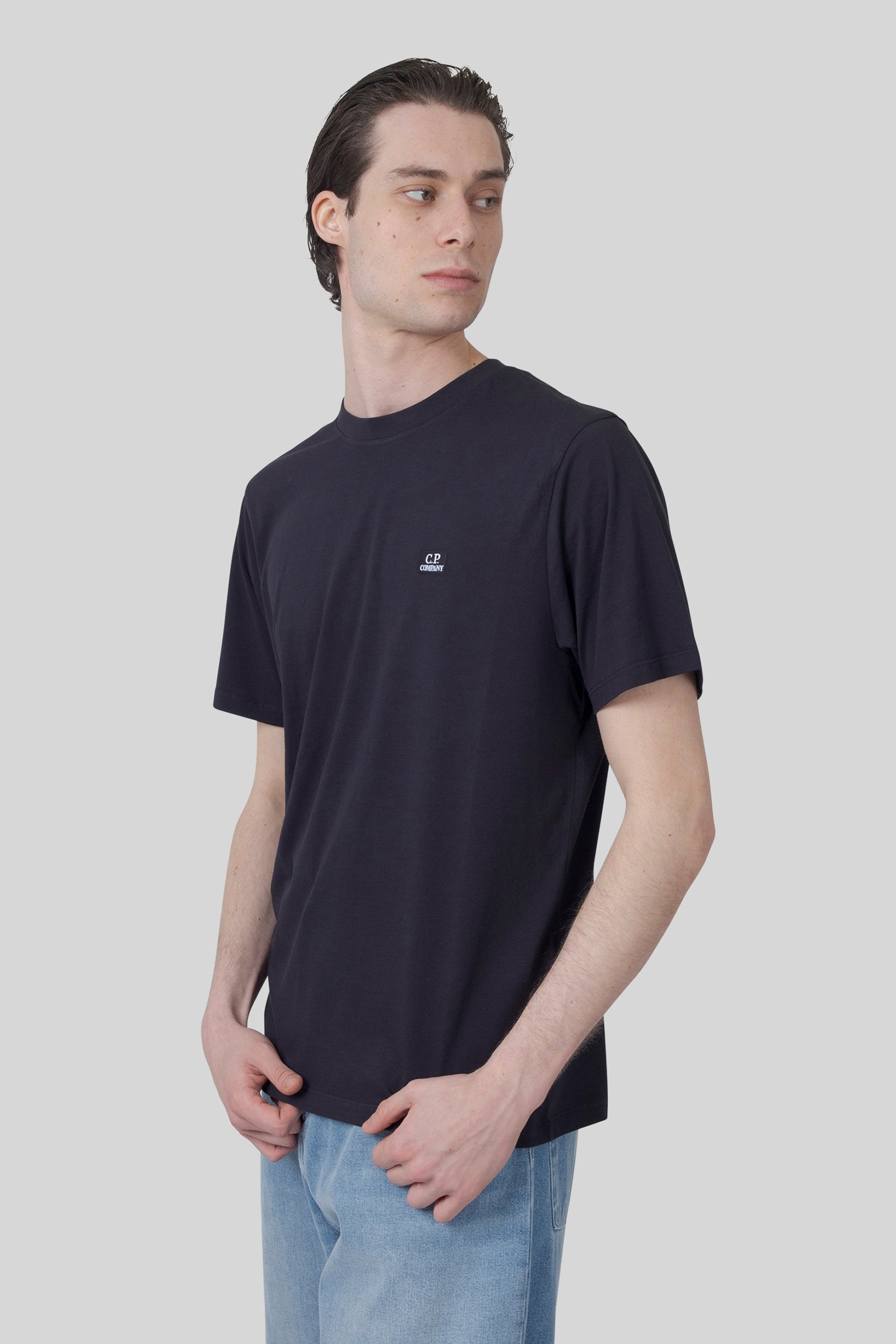 C.P. Company C.p. Company T-shirt 30/1 Jersey Logo Patch Blu Uomo