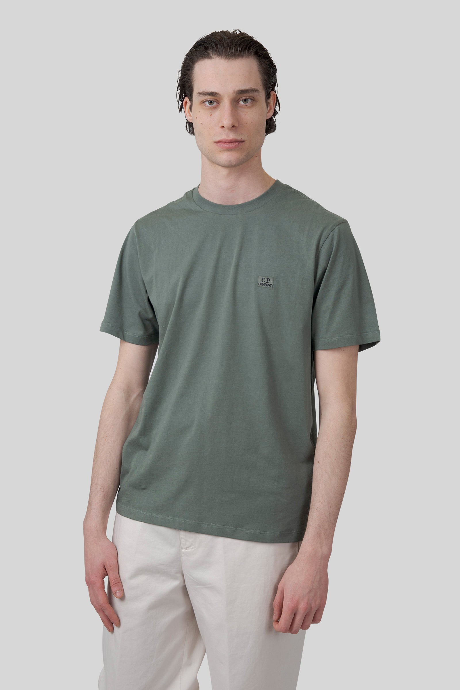 C.P. Company C.p. Company T-shirt 30/1 Jersey Logo Patch Verde Uomo
