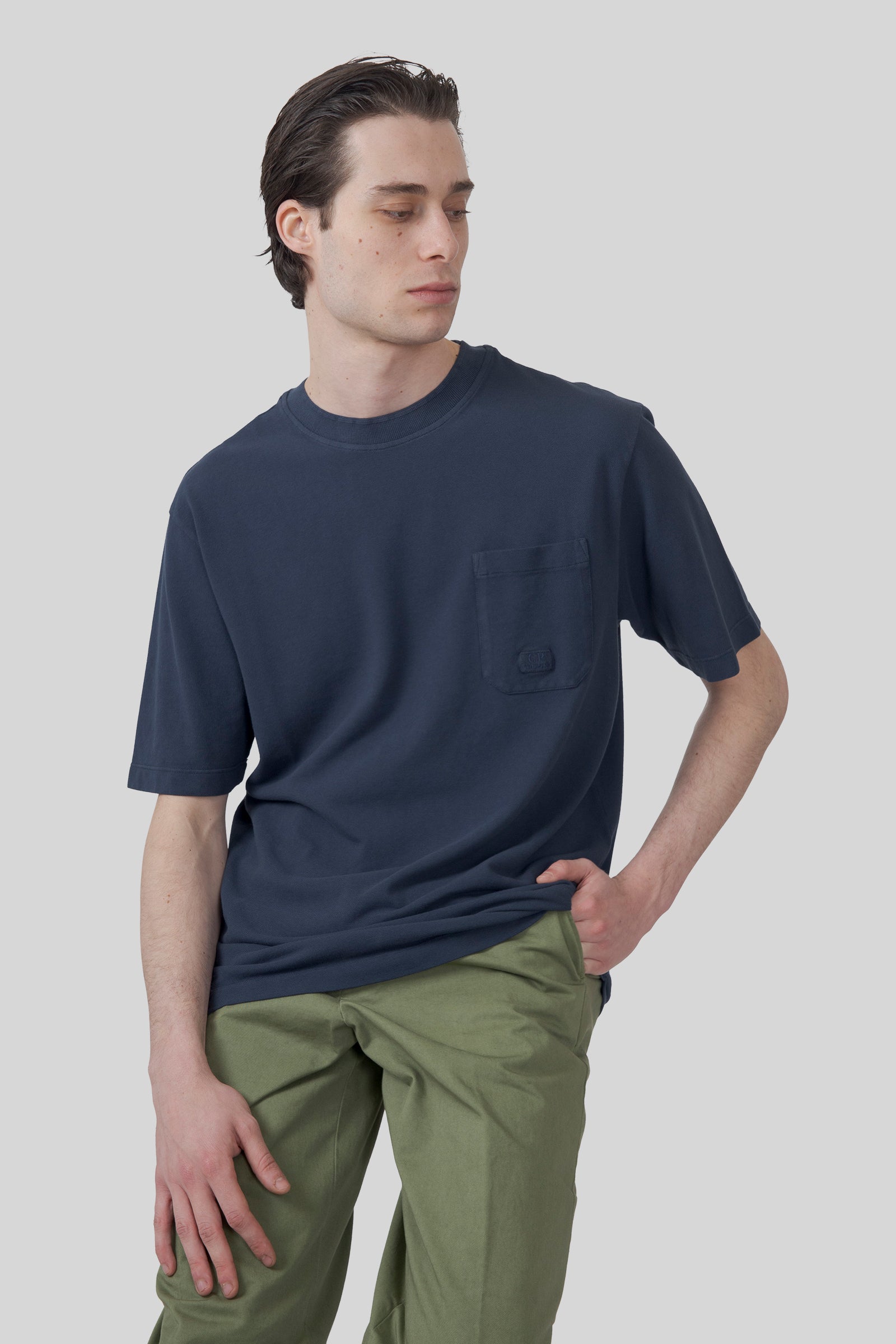 C.P. Company C.p. Company T-shirt 24/1 Piquet Pigment Dyed Blu Navy Uomo