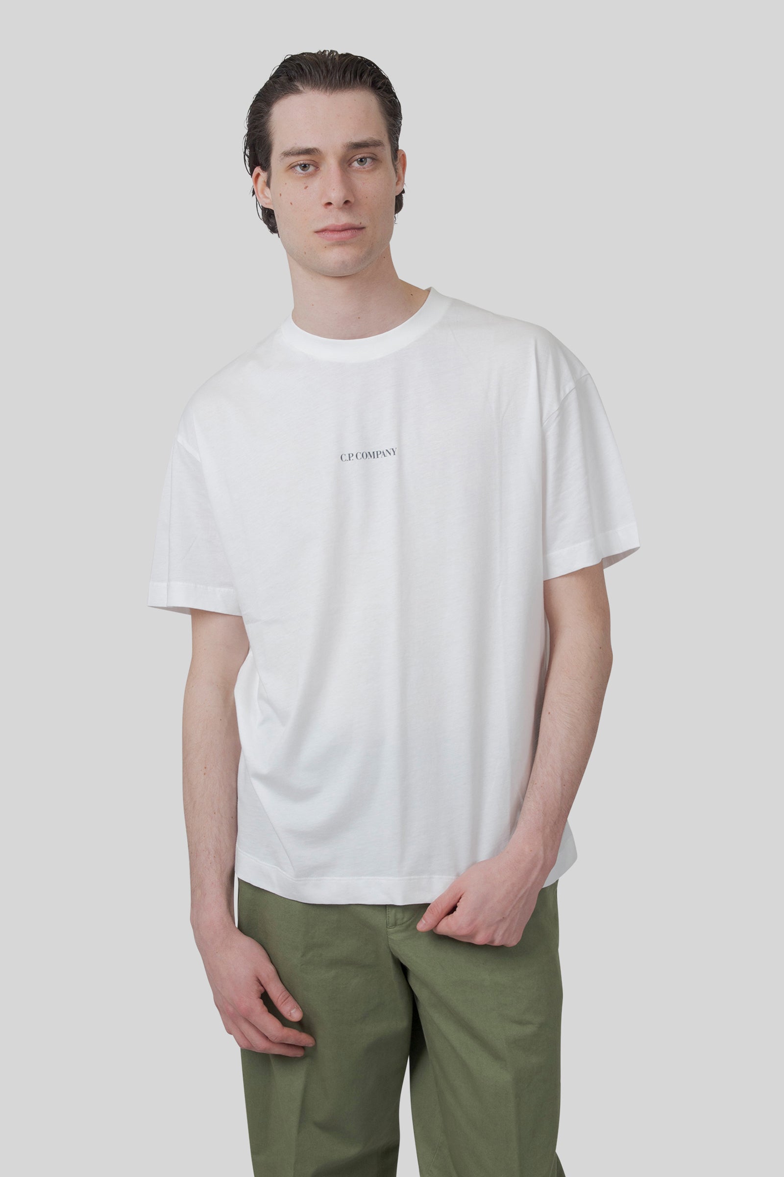 C.P. Company C.p. Company T-shirt 30/1 Jersey Logo Bianco Off Uomo