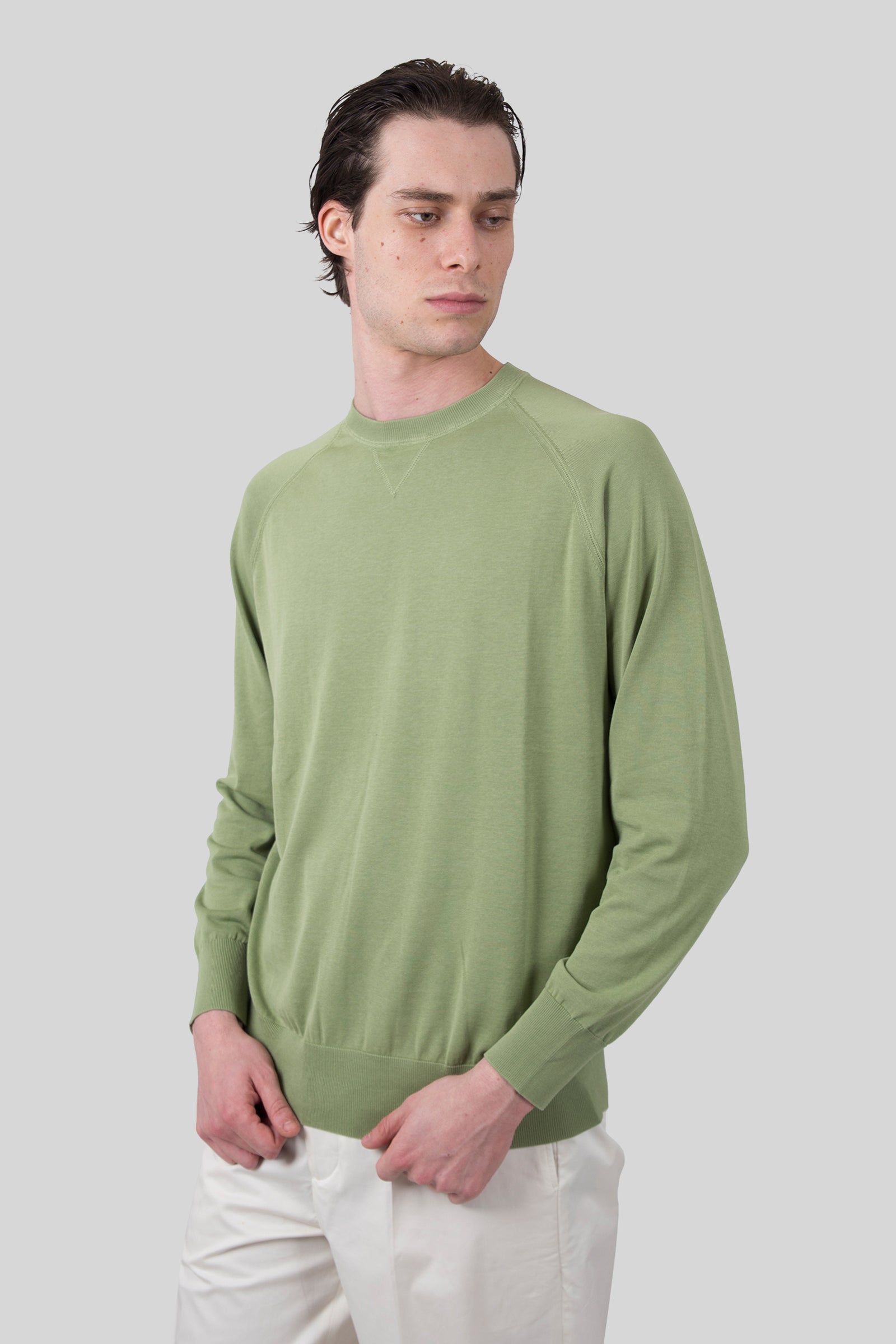aspesi Aspesi Maglia Girocollo In Cotone Pistacchio Donna