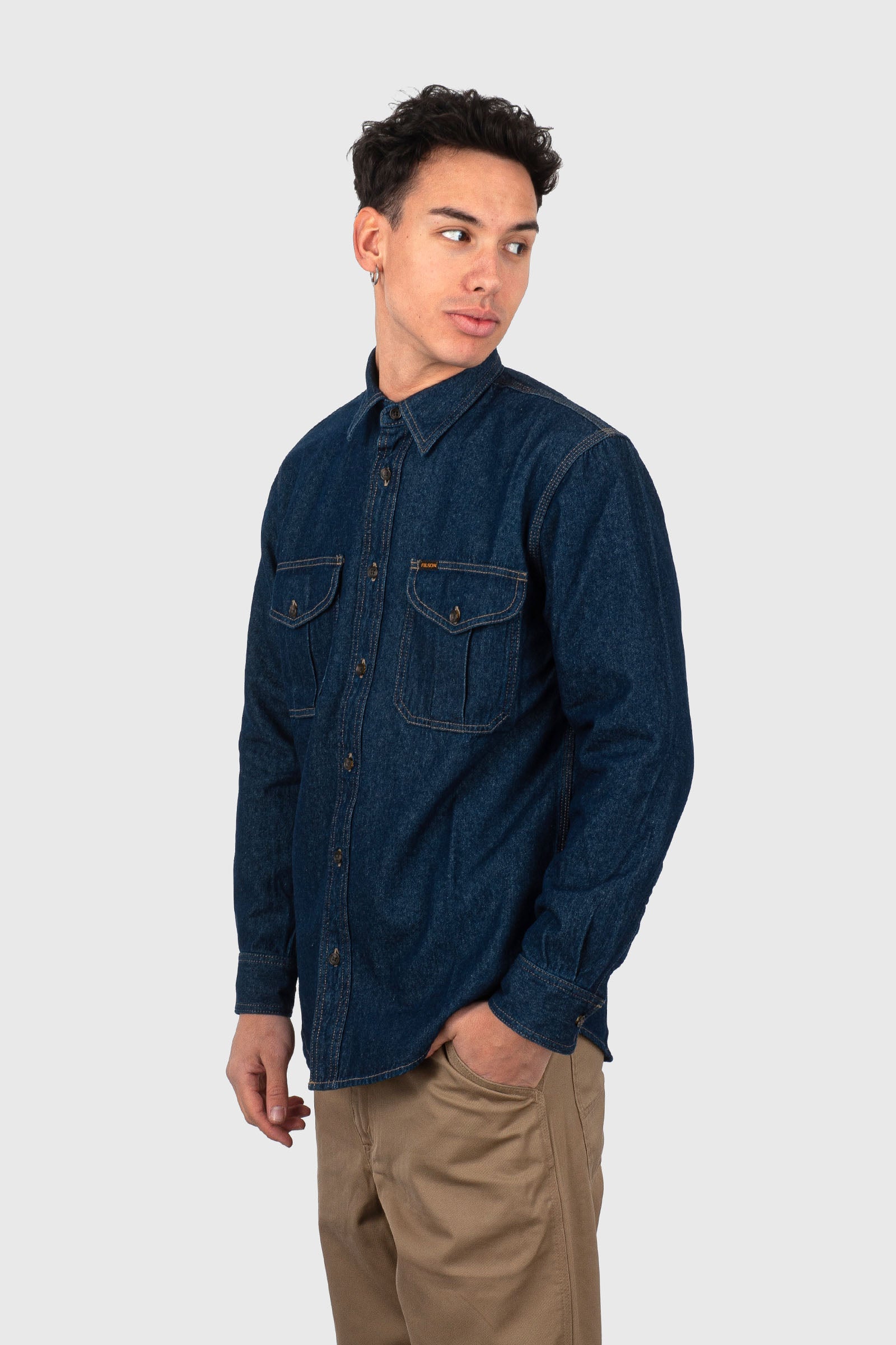 filson Filson Denim Giude Shirt Blu Scuro Uomo