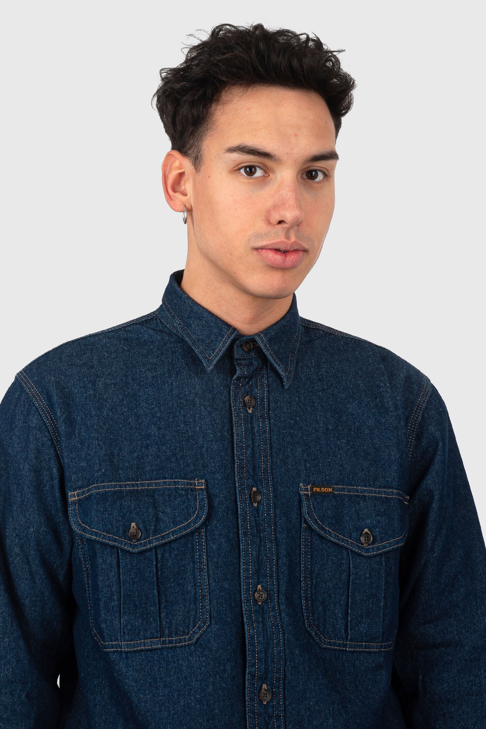 filson Filson Denim Giude Shirt Blu Scuro Uomo, view 2