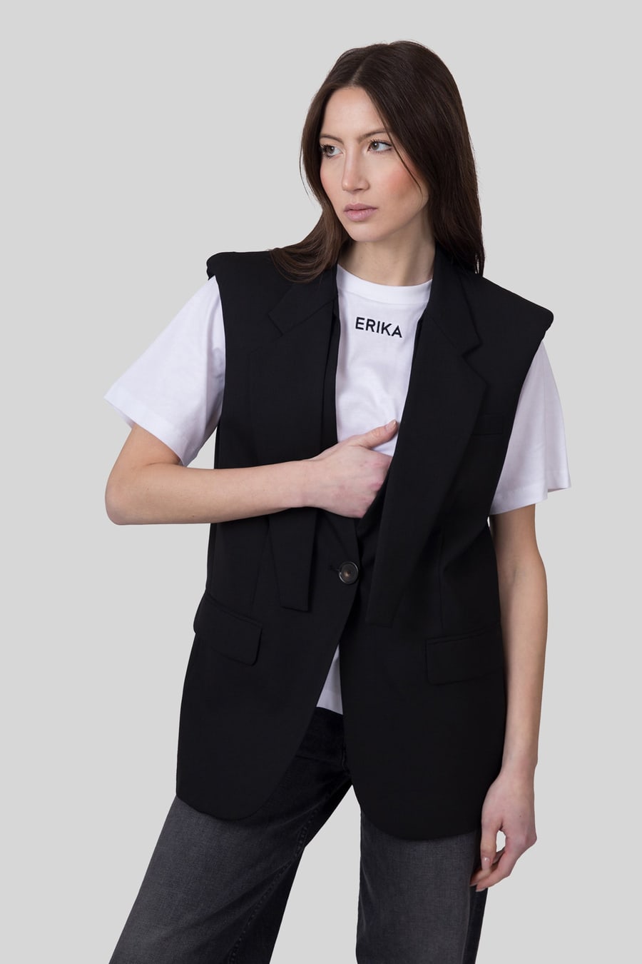 erika cavallini Erika Cavallini Gilet Ivo Nero Donna