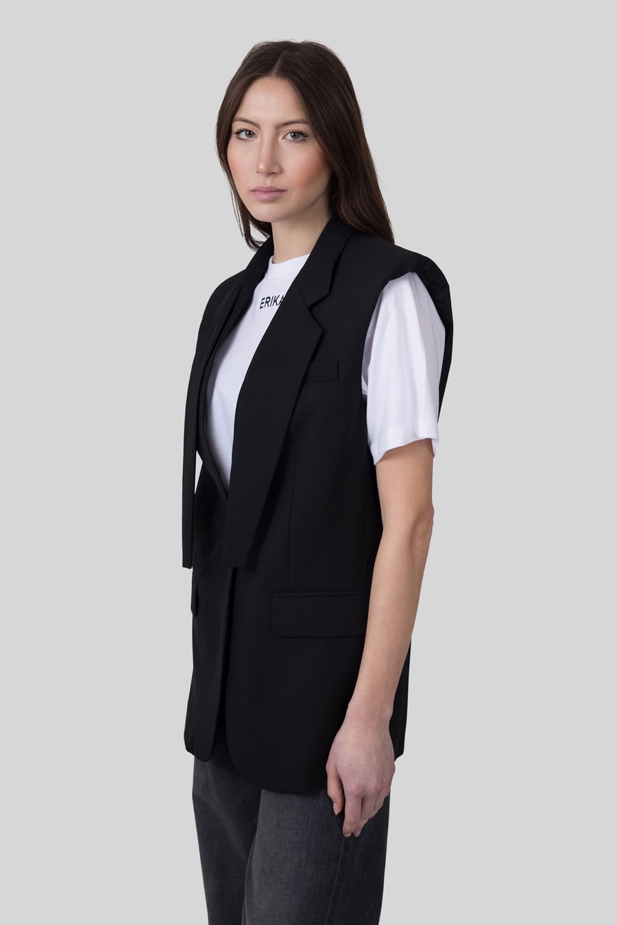 erika cavallini Erika Cavallini Gilet Ivo Nero Donna, view 5