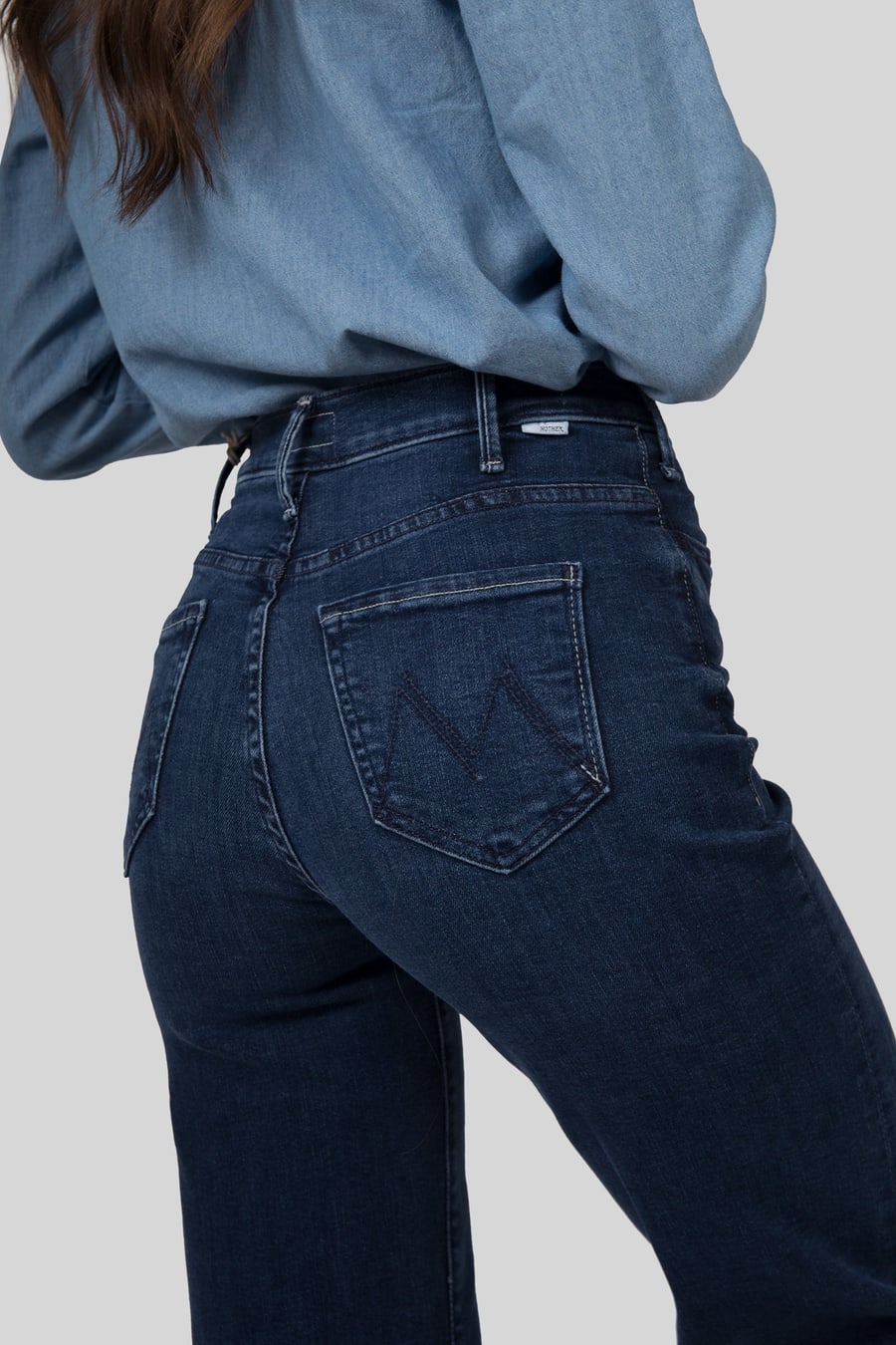 mother Mother Jeans The Hustler Roller Sneak Blu Medio Donna, view 4