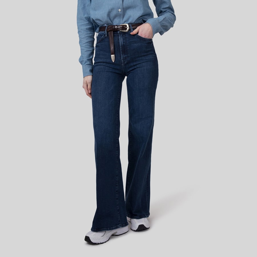 mother Mother Jeans The Hustler Roller Sneak Blu Medio Donna, view 6