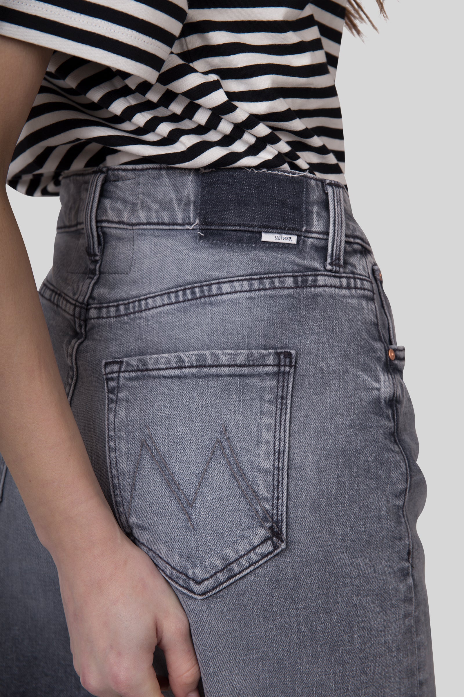 mother Mother Jeans The Ditcher Roller Sneak Grigio Chiaro Donna, view 2