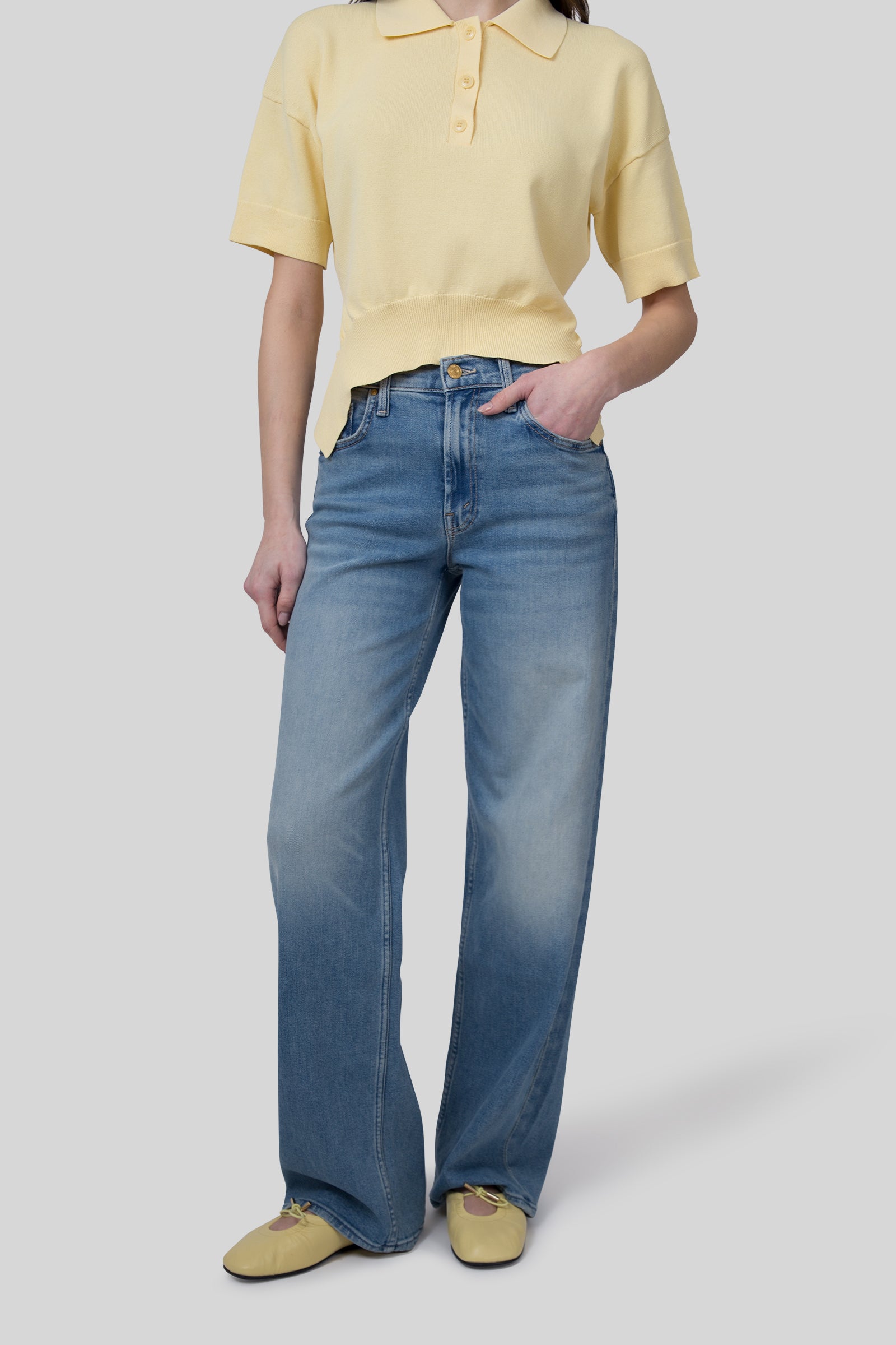 mother Mother Jeans The Snipper Zip Sneak Denim Chiaro Donna