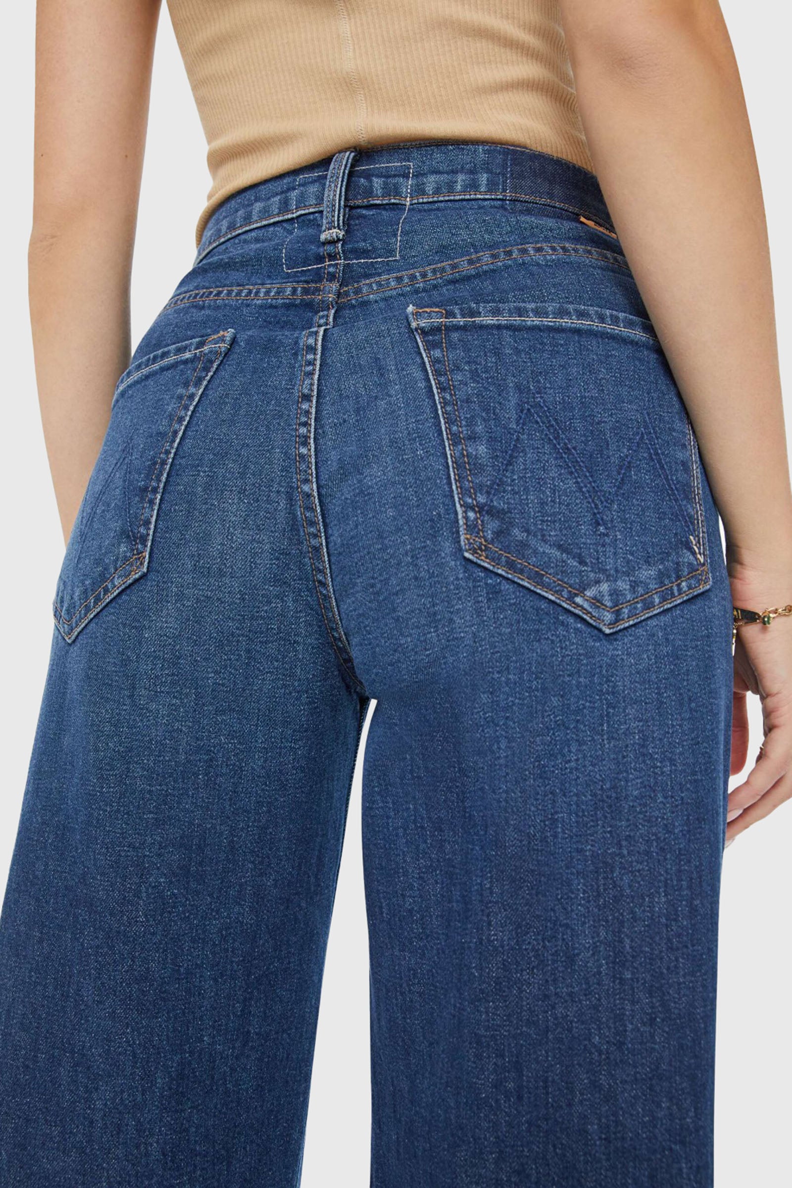 mother Mother Jeans The Ditcher Roller Sneak Superior Blu Medio Donna, view 2