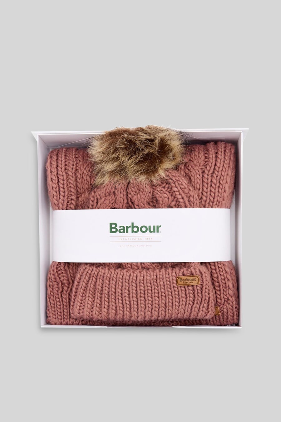 barbour Barbour Set Cappello E Sciarpa Penshaw Rosa Antico Donna
