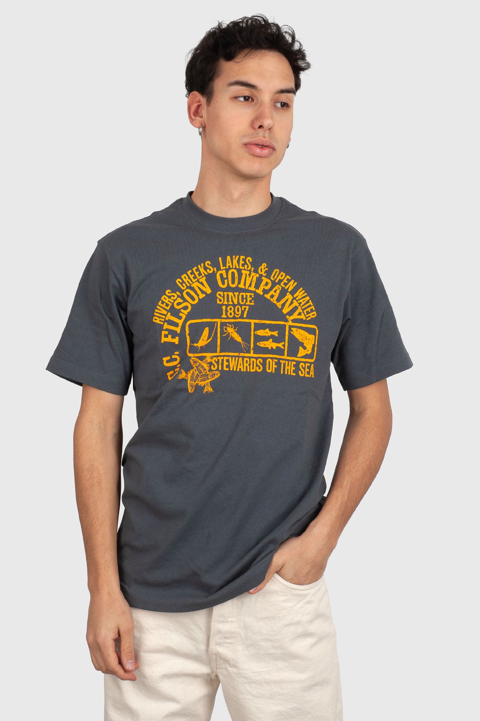 filson Filson T-shirt Frontier Graphic Antracite Uomo