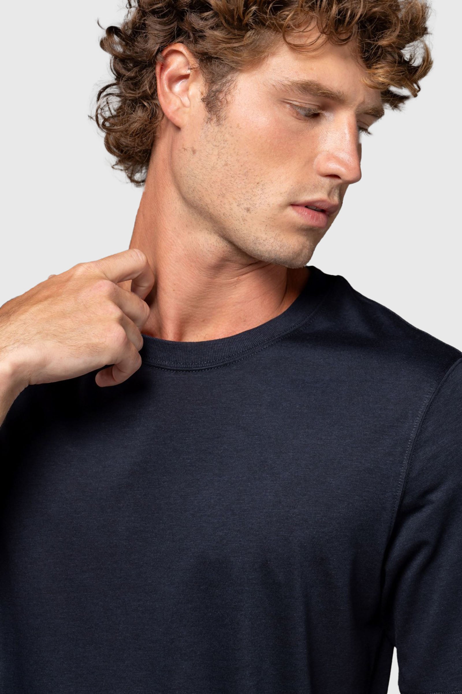 majestic filatures Majestic Filatures T-shirt Lyocell E Cotone Organico Blu Uomo, view 2