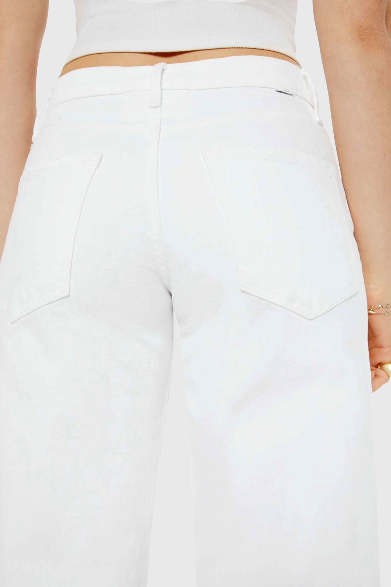 mother Mother Jeans The Spinner Zip Sneak Bianco Donna, view 2
