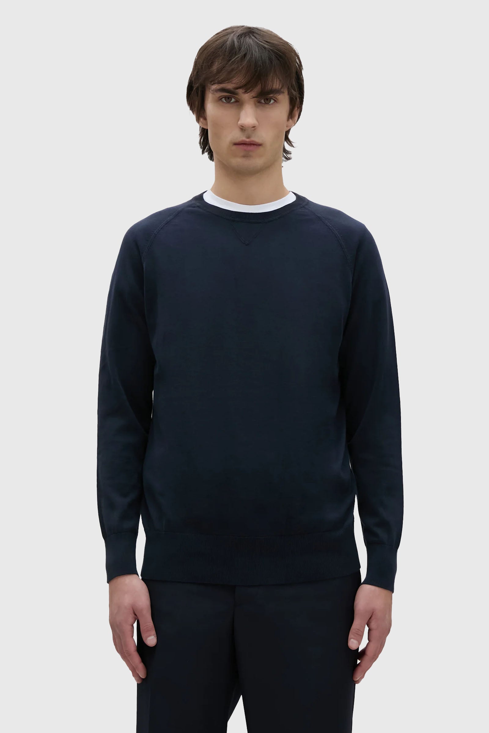 aspesi Aspesi Maglia In Cotone Manica Raglan Blu Navy Uomo