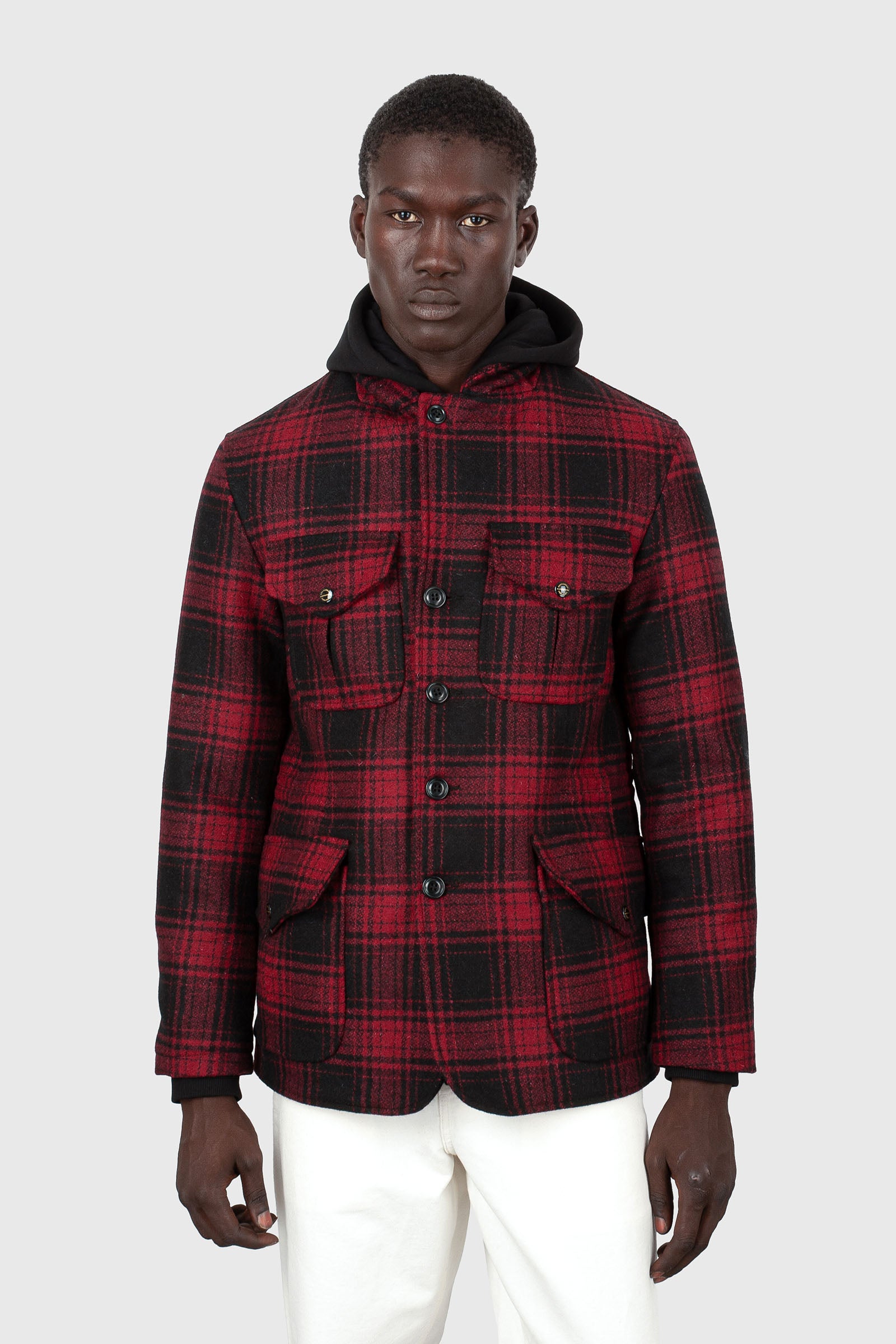 manifattura ceccarelli Manifattura Ceccarelli Wool Alligator Jacket Nero/rosso Uomo