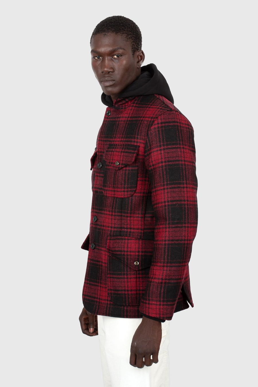 manifattura ceccarelli Manifattura Ceccarelli Wool Alligator Jacket Nero/rosso Uomo, view 3