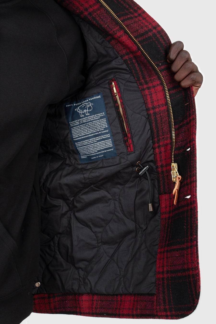 manifattura ceccarelli Manifattura Ceccarelli Wool Alligator Jacket Nero/rosso Uomo, view 7