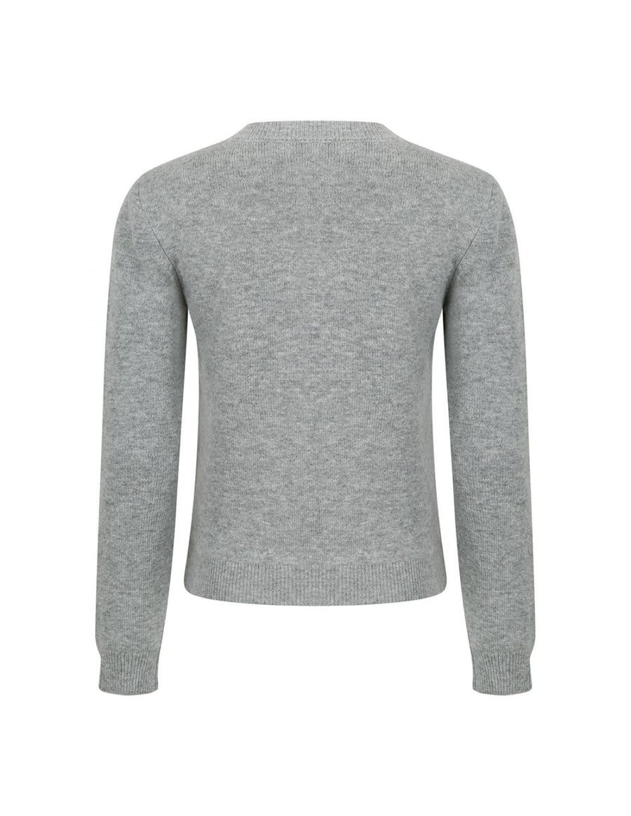 self-portrait Gray flower wool jumper, view 3