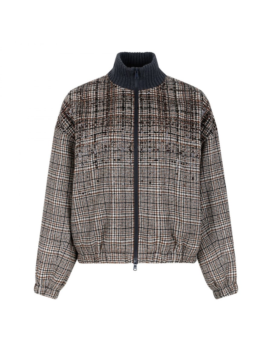 Brunello Cucinelli Check alpaca blend jacket, view 2