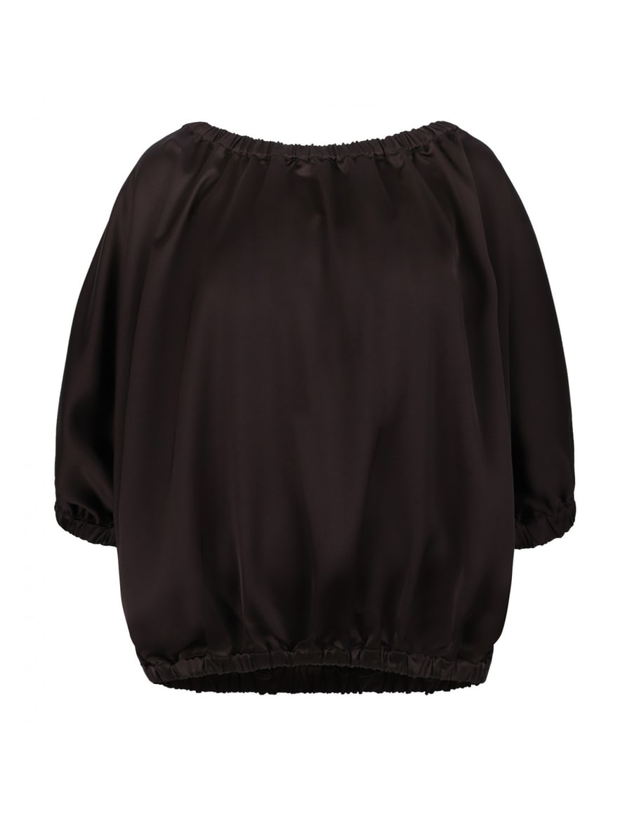 LE NOIR Dark brown satin top, view 2