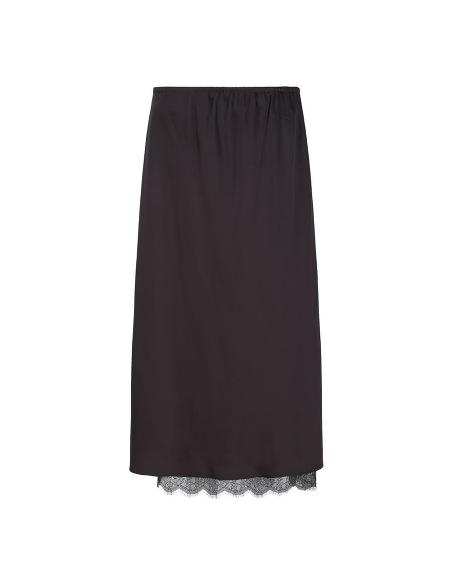 VINCE Lace trim slip skirt, view 2