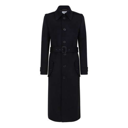 Saint Laurent Deep black wool coat