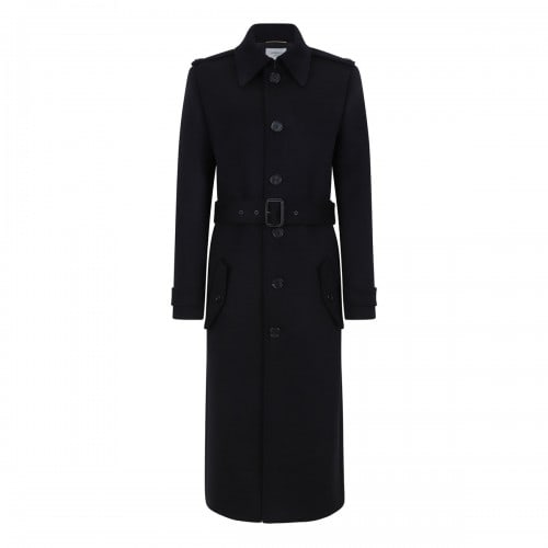 Saint Laurent Deep black wool coat