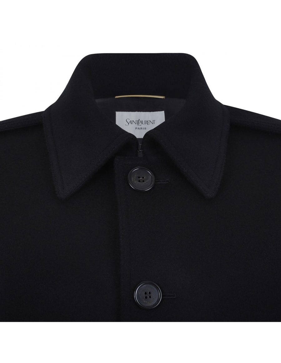 Saint Laurent Deep black wool coat, view 4