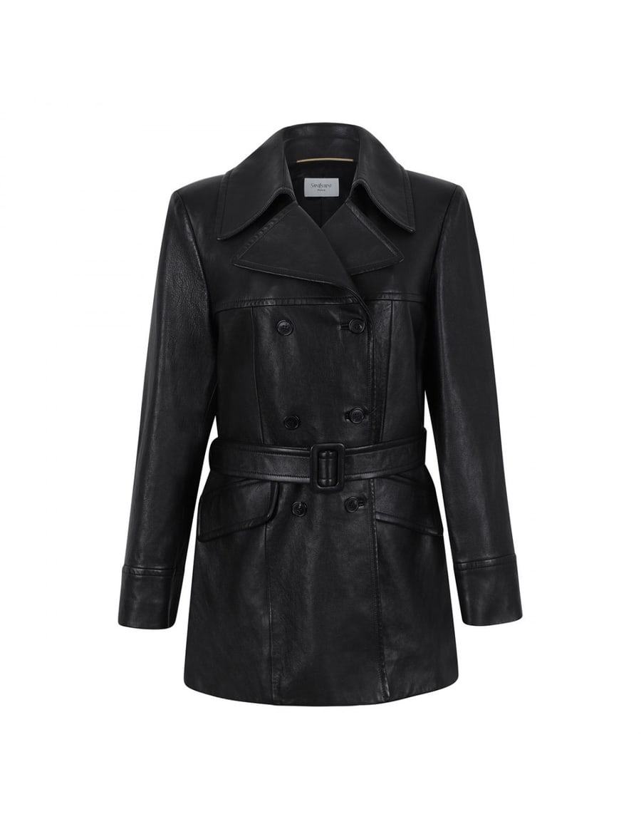 Saint Laurent Belted leather jacket, view 2