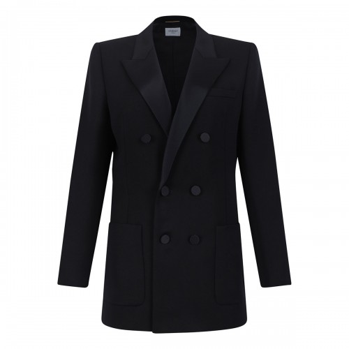 Saint Laurent Black grain de poudre wool blazer