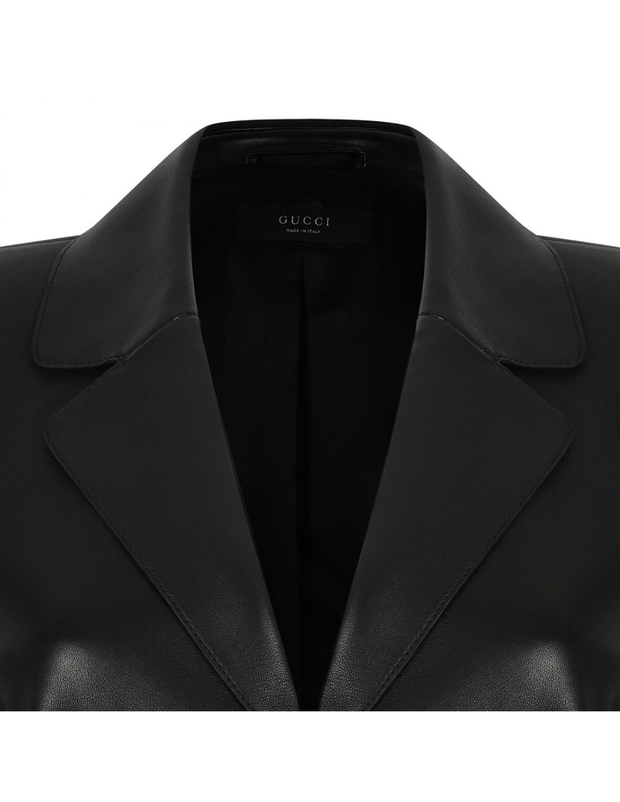 Gucci Black soft leather coat, view 4