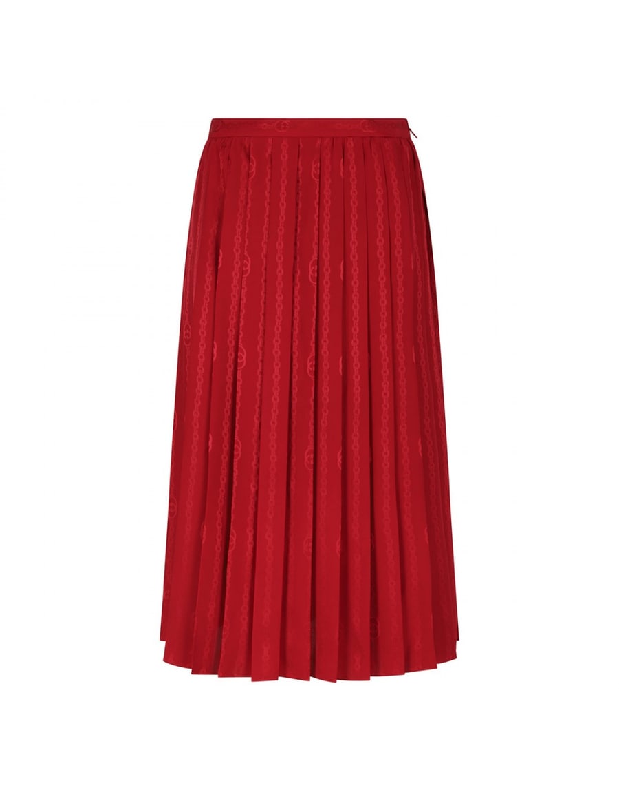 Gucci Interlocking G chain silk skirt, view 2