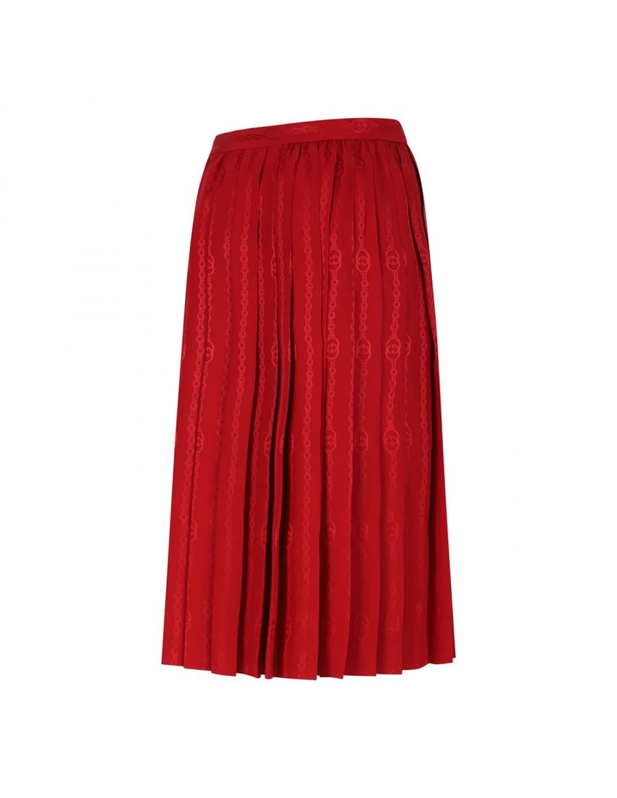 Gucci Interlocking G chain silk skirt, view 3
