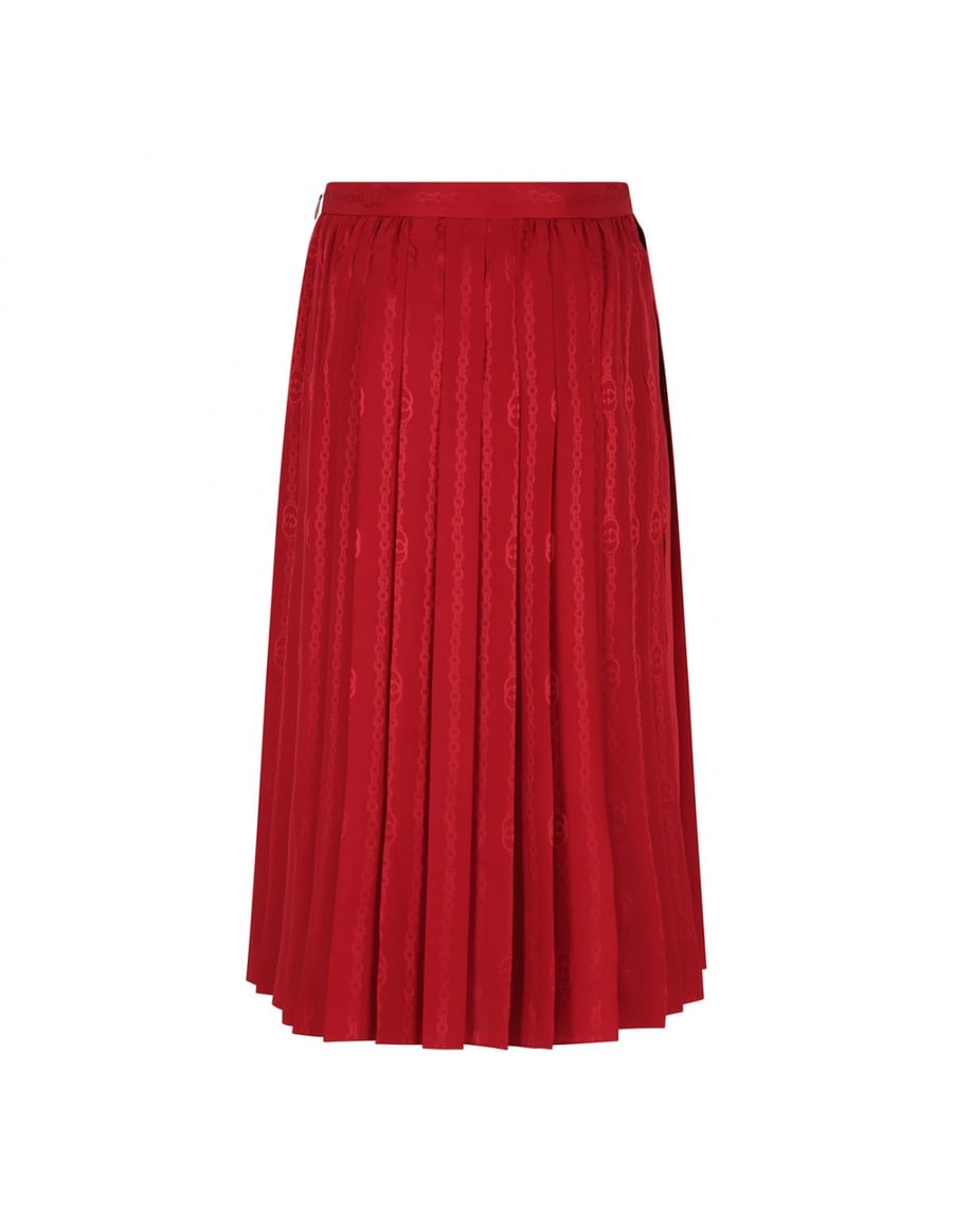 Gucci Interlocking G chain silk skirt, view 4