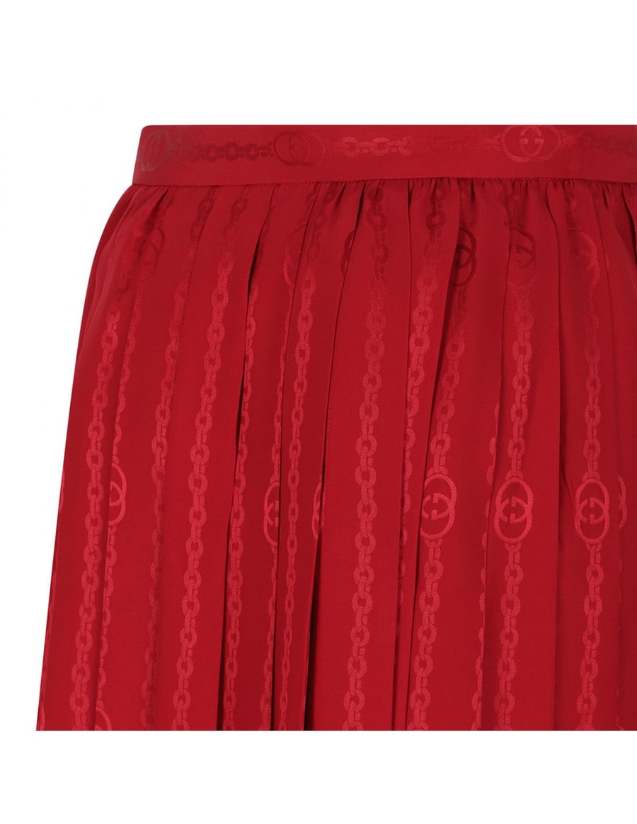 Gucci Interlocking G chain silk skirt, view 5