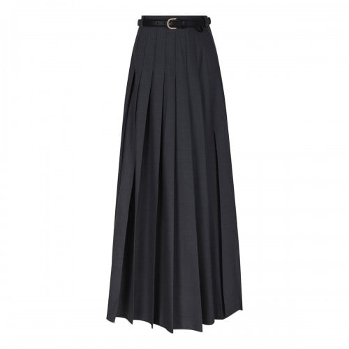 self-portrait Gray pleated maxi skirt