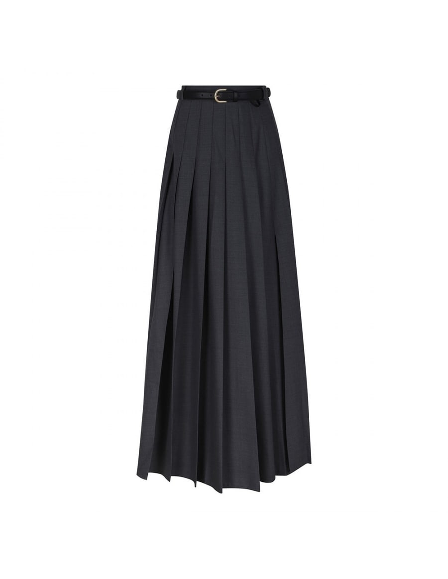 self-portrait Gray pleated maxi skirt, view 2