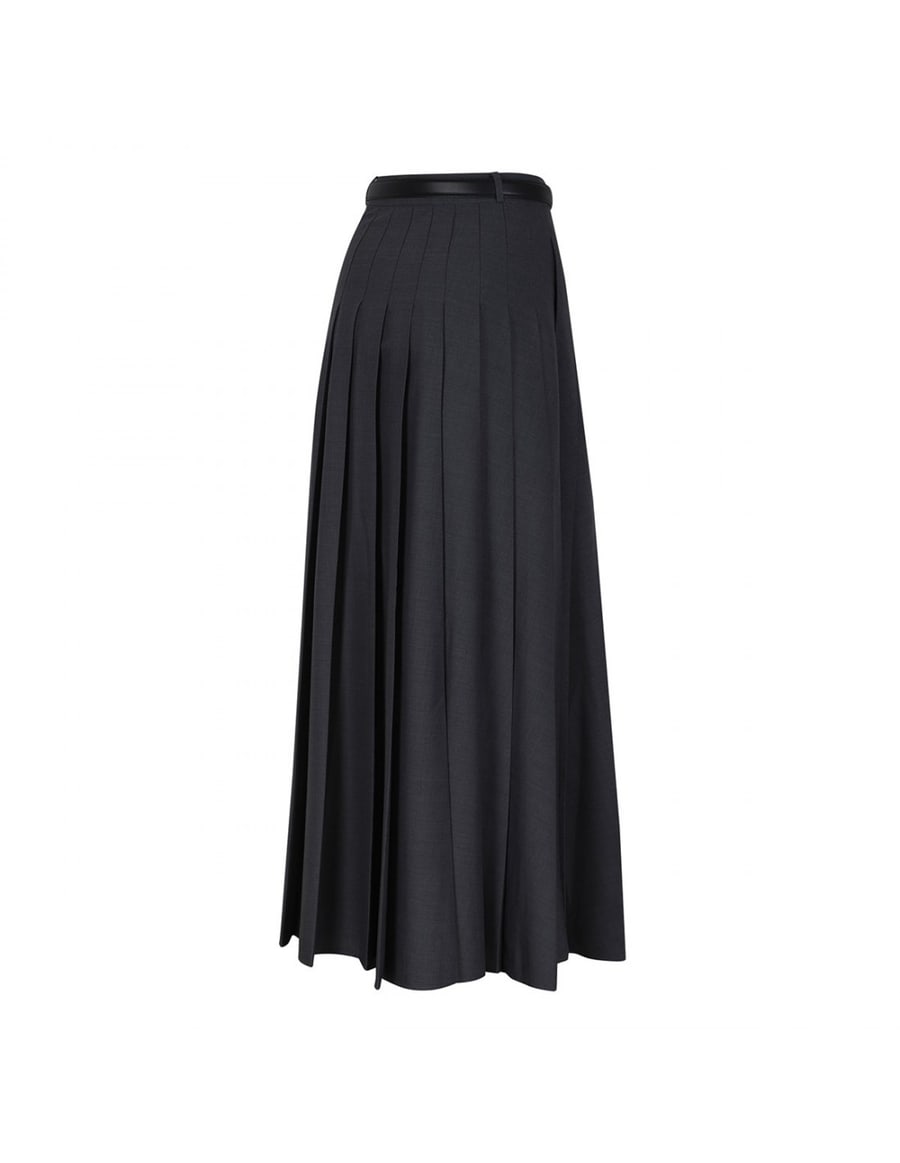 self-portrait Gray pleated maxi skirt, view 4