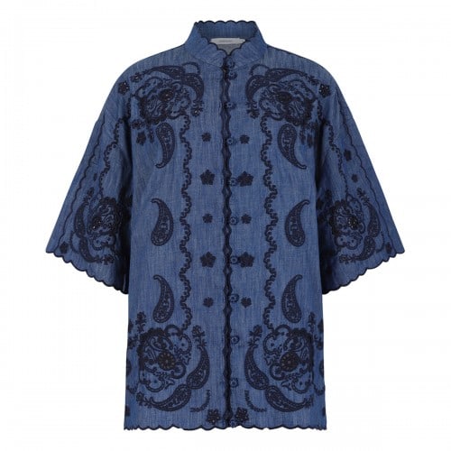 Zimmermann Aster embroidered denim shirt