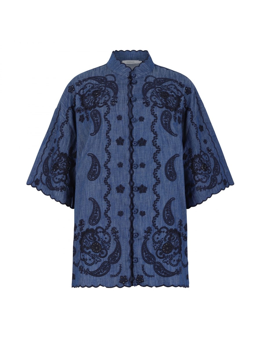 Zimmermann Aster embroidered denim shirt, view 2