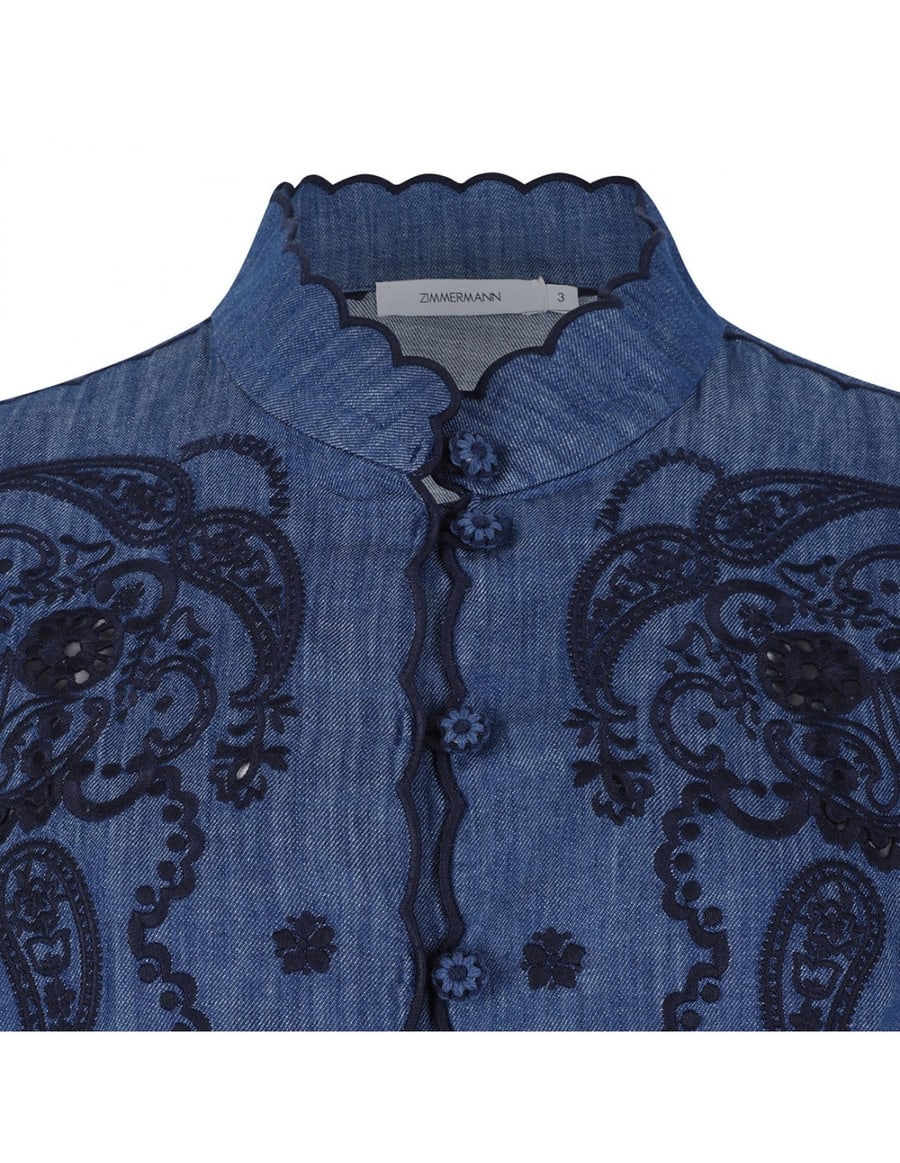Zimmermann Aster embroidered denim shirt, view 4
