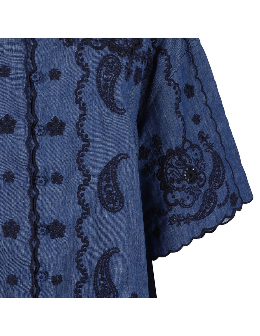 Zimmermann Aster embroidered denim shirt, view 5
