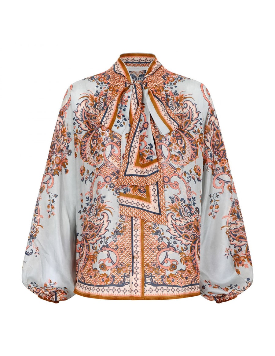 Zimmermann Aster tie neck blouse, view 2